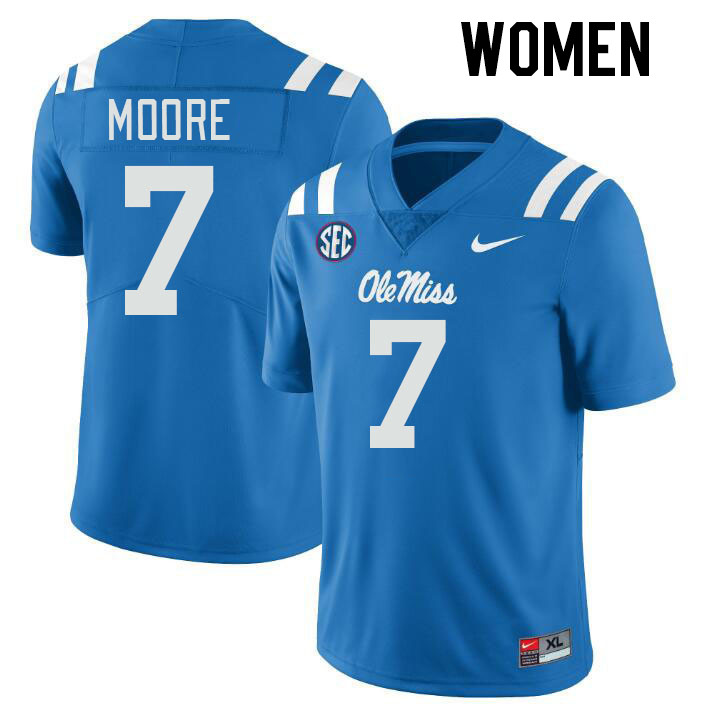 Women #7 Louis Moore Ole Miss Rebels College Football Jerseys Stitched-Power Blue